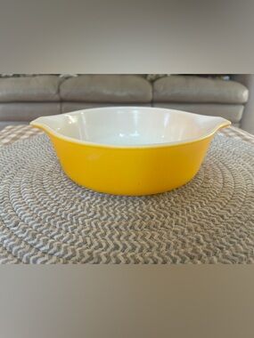 Vintage Pyrex Yellow Ceramic Serving Bowl